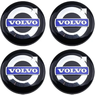 Image of 4 Pcs Hub Centre Caps for Volvo 65mm, Wheel Sticker Rim Protectors Badge Logo Trims Caps,Black