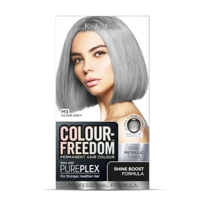 Image of Colour Freedom Metallic Silver grey Permanent Hair Dye with PurePlex. Ultra Glossy Conditioning Colour. 100% coverage. By Knight &amp; Wilson.