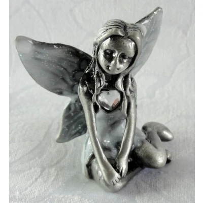 Image of LEONARDO Gorgeous Fairy Collection Birthstone Fairies Pewter 5cm BNIB (April Clear Diamond)