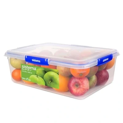 Image of Sistema KLIP IT PLUS Food Storage Containers 7.5 L Rectangle Stackable &amp; Airtight Fridge/Freezer Box with Lid BPA Free Plastic
