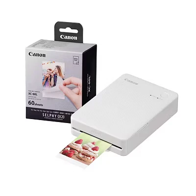 Image of Canon Selphy QX20 Instant Photo Printer Sand White + 60 Shot Pack