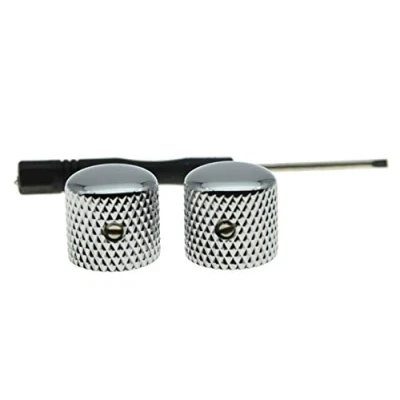 Image of KAISH Set of 2 Chrome Metal Guitar Dome Knobs Bass Knob with Screw for Telecaster/Tele