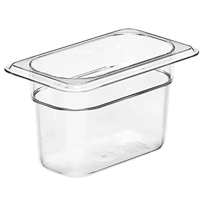 Image of Camwear Food Pan, Plastic, 1/9 Size, 4 &quot;Deep, Polycarbonate, Clear, NSF (6 Pieces/Unit) by Cambro
