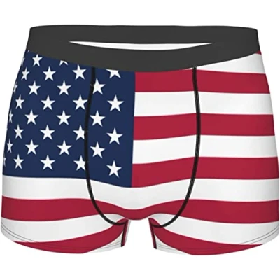 Image of Oudrspo USA American Flag Mens Boxer Briefs Underwear Stretch Breathable Trunks Shorts Medium