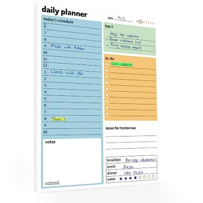 Image of Daily Planner Pad Undated To Do List A5 Desk with 52 sheets 100gsm paper Productivity Organiser Schedule, Priority List, Meal and Notes for work or home