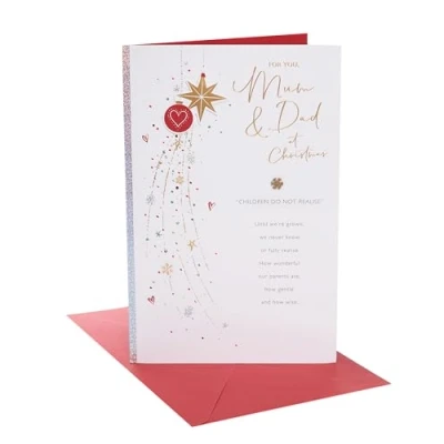 Image of UK Greetings Christmas Card for Mum &amp; Dad Baubles Design