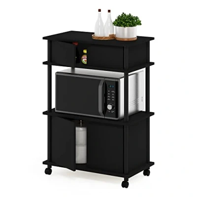 Image of Furinno Turn N Tube Toolless Storage Cart with Cabinet, Americano/Black
