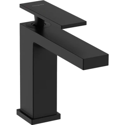 Image of hansgrohe Tecturis E bathroom tap without waste, energy saving (CoolStart), sink with spout height 110 mm, basin mixer water (EcoSmart+), matt black, 73012670