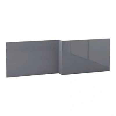 Image of Aquariss 1700mm L Shape Gloss Grey Wood Shower Bath Front Panel