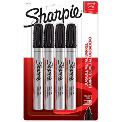 Image of SHARPIE 1794272 Pro Bullet Tip Industrial Strength Permanent Marker, Black, 4 Pack