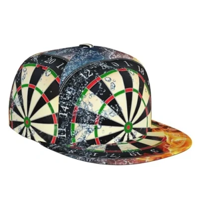 Image of Baseball Cap, Snapback Flat Bill Hip Hop Hat Sun Sports Cap Casual Unisex,Dart Board Target Ice Fire