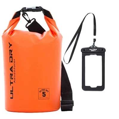 Image of Premium Waterproof Bag, Sack with phone dry bag and long adjustable Shoulder Strap Included, Perfect for Kayaking/Boating/Canoeing/Fishing/Rafting/Swimming/Camping/Snowboarding (orange, 5 L)