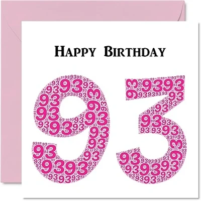Image of Fun 93rd Birthday Cards for Woman Shapecloud Happy Card Great Grandad Grandpa Nanny Grandma Nan Gran Granny Dad Mum, 145mm x Greeting Cards,