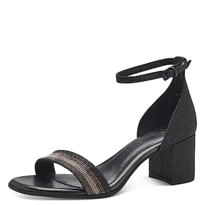 Image of MARCO TOZZI Women&#039;s 2 28301 41 Sandal Heel, Black Glitter, 4