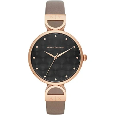 Image of Armani Exchange Women Analog Quartz Watch with Leather Strap AX5329