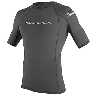 Image of Oneill Wetsuits Men&#039;s Basic Skins Short Sleeve Rash Guard, GRAPHITE, L