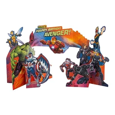 Image of Hallmark Kids Birthday Card 3D MARVEL Superheroes Design