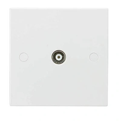 Image of Knightsbridge White Square edge Plastic Coax TV Outlet (non isolated)