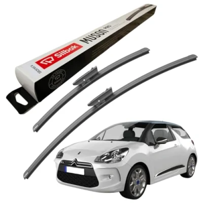 Image of Silbak Windscreen Wipers, for CITROEN DS3 (11/2009 04/2015) Wiper Blades, 600mm/400mm, Front Blades Set Accessories,