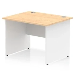 Image of Impulse 1000x800mm Straight Office Desk Maple Top White Panel End Leg
