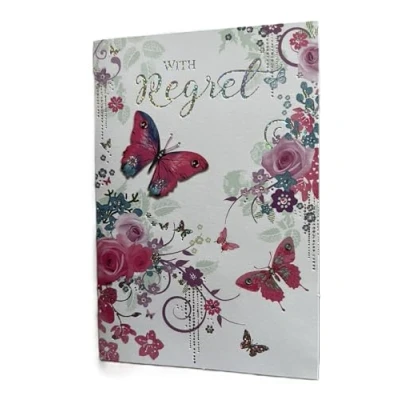 Image of Simon Elvin With Regret Card, Butterfly and Rose Design, 9 x 13 cm