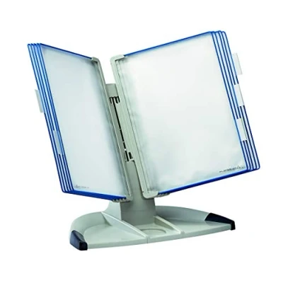Image of Tarifold Office Desk Display Stand with 5 Clip on Index Tabs and 10 Pockets A4 Blue Ref 734301
