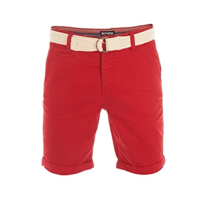 Image of riverso Men&#039;s Chino Shorts RIVHenry Belted Bermuda 98% Cotton Light Blue Dark Navy Red Green Orange Beige Grey w30 w42, Size: W 33, Colour: Middle