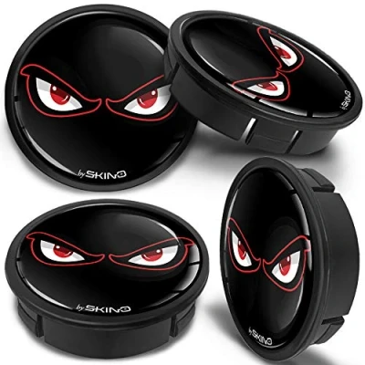 Image of SkinoEu 4 x 60mm ABS Car Alloy Wheel Centre Universal Rims Hub Center Caps Auto Tuning Logo Emblem Black No Fear Eyes CX 7