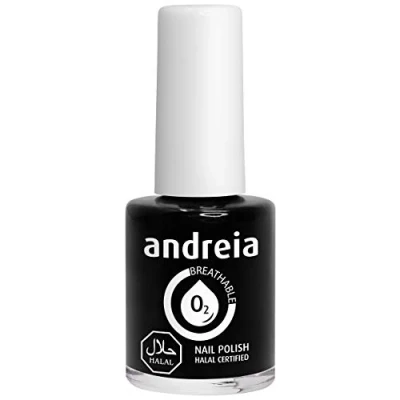 Image of Andreia Halal Breathable Nail Polish Water Permeable Glossy Vegan and Cruelty Free Colour B21 Black 10.5ml