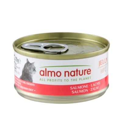 Image of almo nature HFC Jelly Wet Cat Food with Salmon (Pack of 24 x 70g Tins)