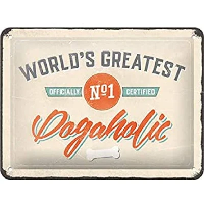 Image of Nostalgic Art Retro Tin Sign PfotenSchild Dogaholic Gift idea for pet owners, Metal Plaque, 15 x 20 cm