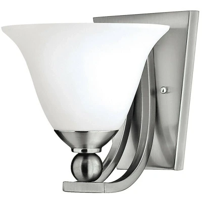Image of Bolla 1 Light Wall Brushed Nickel Glass Shade, E27