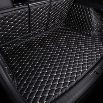 Image of Car leather trunk mats For Toyota BZ4X 2022 2023, Cargo Carpet Boot Liner Mat Scratch Resistant Interior Accessories,a/Black White