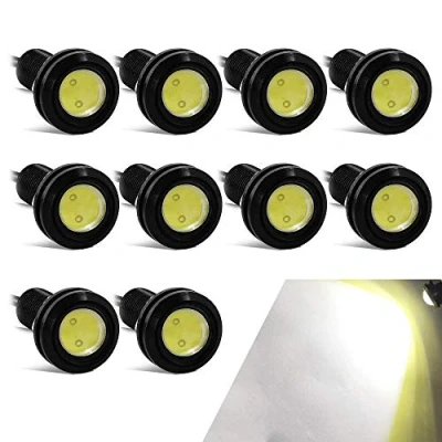 Image of Yifengshun Universal 10Pcs 18mm Eagle Eye LED Light DRL Daytime Running Super Bright 9W Fog Tail/Reverse/Round Marker Lights for Car Motorcycle 12V (White)