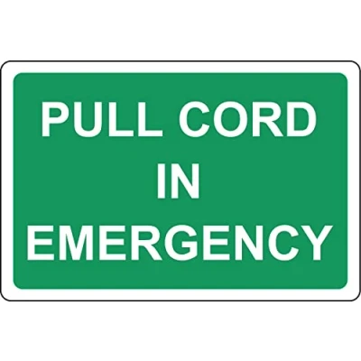 Image of Pull cord in emergency safety sign Self adhesive sticker (300mm x 200mm)