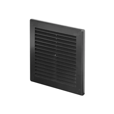Image of Awenta Plastic Air Vent Grille Cover 150x150mm 6x6 inch, Black with Insect Grid Fly Net, Screw Hole Covers for Better Look