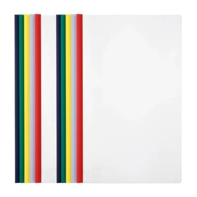 Image of M&amp;G 10 Pcs Report Covers with Sliding Bar, 5mm Clear Folders Large Sheets Capacity A4 Size File Document Organizer Binder for Classroom Office, Mix Colors