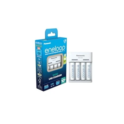 Image of eneloop Basic USB Charger, for 2 4 AA/AAA Rechargeable Batteries, 10h Charging Time, 6 Safety Features, AA Batteries Included (2000 mAh),