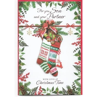 Image of Christmas Card For Son and His Partner 23 x 15 Cm (9 6 inches) You Your With Love at