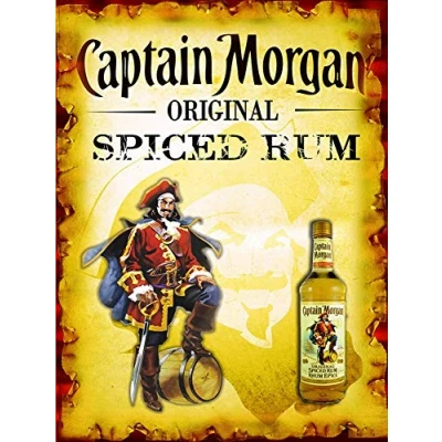 Image of Captain Morgan Original spiced Rum Retro Metal Tin Wall Sign/Plaque Bar Pub