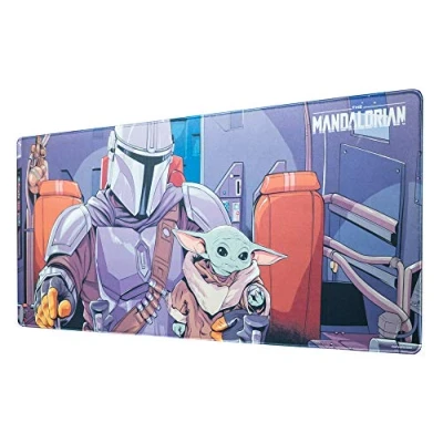 Image of Grupo Erik Star Wars The Mandalorian XXL Mouse Mat Baby Yoda Desk Pad 31.5 Inch x 13.78 Non Slip Rubber Base Pad, Gaming Keyboard Grogu Gifts