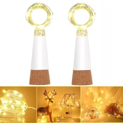 Image of Dumcuw LED Cork Bottle Lights, Waterproof Copper Wire Fairy Lights for Bottles, USB Powered Rechargeable, 59 Inch 15 DIY Party Christmas Wedding (Warm Orange，2pack)