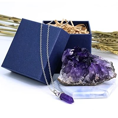 Image of Nvzi Amethyst Crystal, Crystal Necklaces, Geode Crystals, Cristal Stone, Raw Cluster, Protection Healing Purple Gifts (About 100G)
