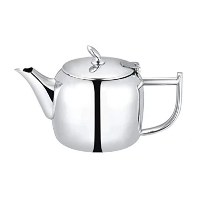 Image of Café Olé Chatsworth Tea Pot, 35oz (990ml) Large Teapot for 4, 18/10 Stainless Steel CHT 035 Mirror Polished