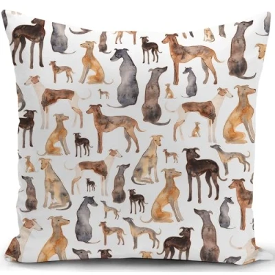 Image of KUNQIAN Greyhounds Cushion Covers Dogs Decorations Pillow Cover Gifts for Lovers Decor Home Livingroom Couch Sofa 18&quot;x18&quot;(45x45cm)