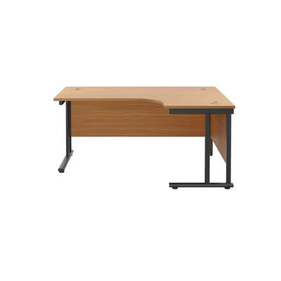 Image of Jemini Radial Right Hand Double Upright Cantilever Desk 1800x1200x730mm Nova Oak/Black KF803836