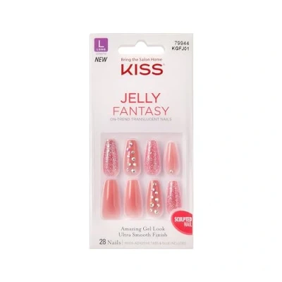 Image of KISS Jelly Fantasy Collection, Be Jelly, Long Length Translucent Sculpted Nails, Includes 28 False Nail Glue, File, and Manicure Stick