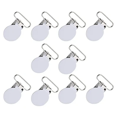 Image of 10pcs Pacifier Clips Metal Round Suspender Snap Strap Holder for DIY Making Leather Craft