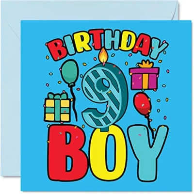 Image of 9th Birthday Card Boy Happy 9 Year Old Boy, Boys Cards for Him, 145mm x Greeting Son Brother Grandson Nephew Cousin God Son, Ninth