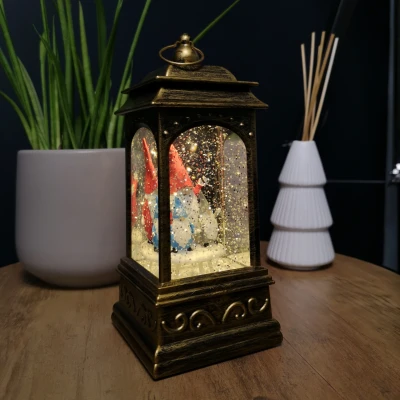 Image of 21cm Christmas Gonk Glitter Water Spinner Lantern Decoration